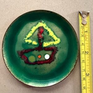 Vintage Enamel Copper Dish